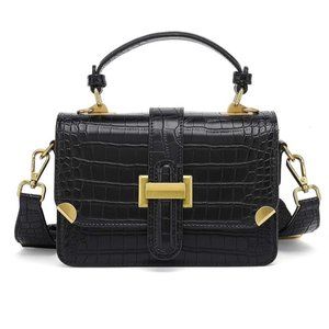 Women's Small Classy Crossbody Purse Top Handle Handbag Clutch Vegan Leather Gol